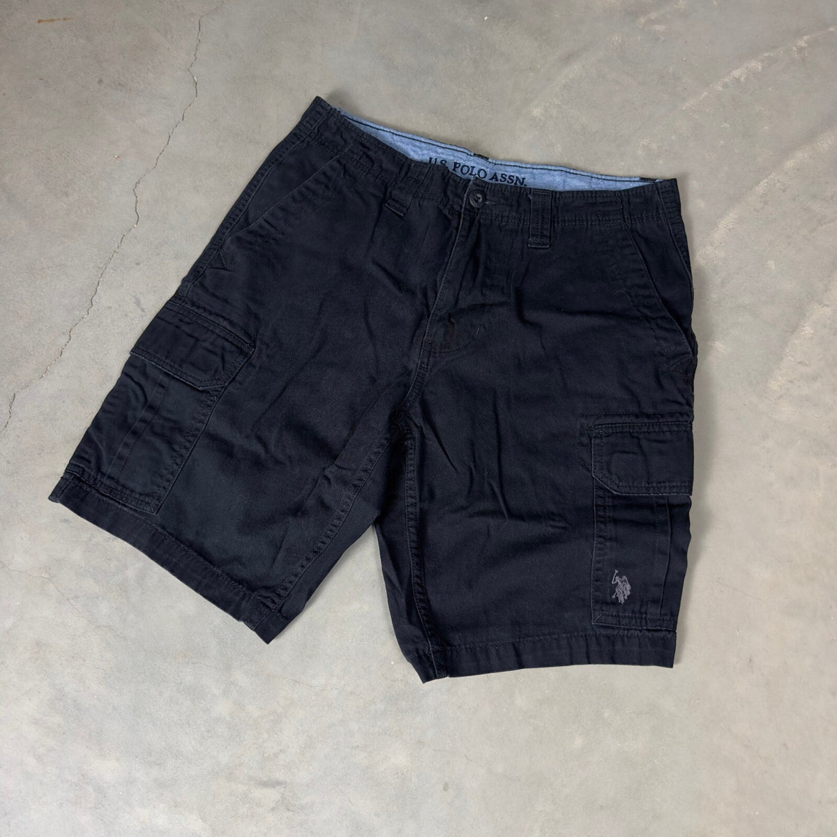 US Polo Assn Cargo Shorts Mens 32 Black Utility Baggy Skater