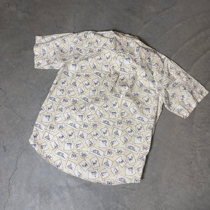 Vintage Trader Bay Sailboat Button Down Mens L Cream Coastal