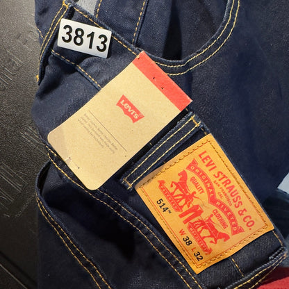 NWT Levi's 514 Straight Jeans Mens 38x32 Dark Indigo