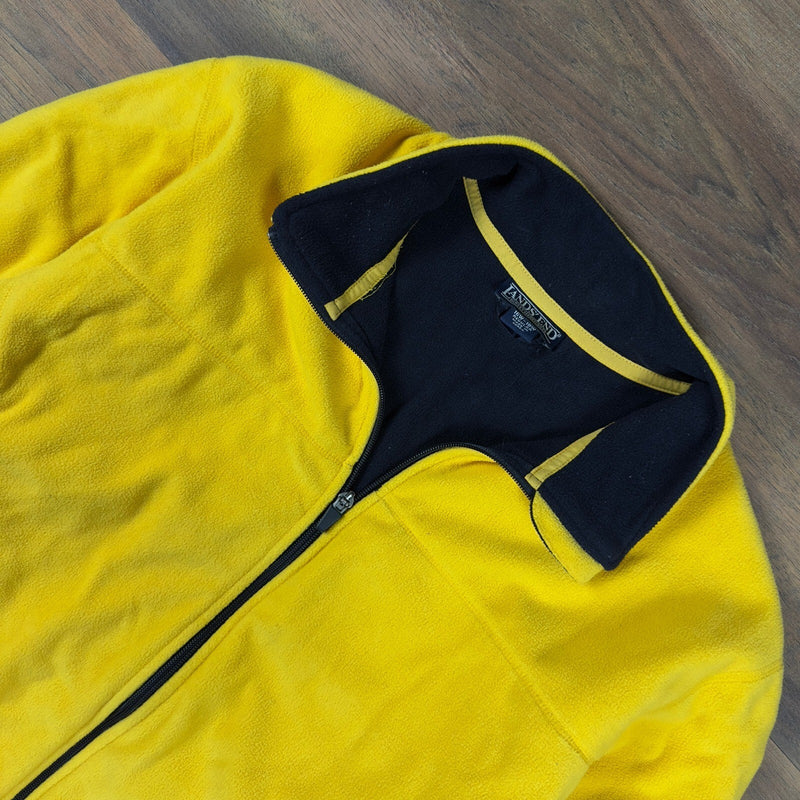 Vintage Lands End Fleece Jacket Womens 1X Yellow Full Zip