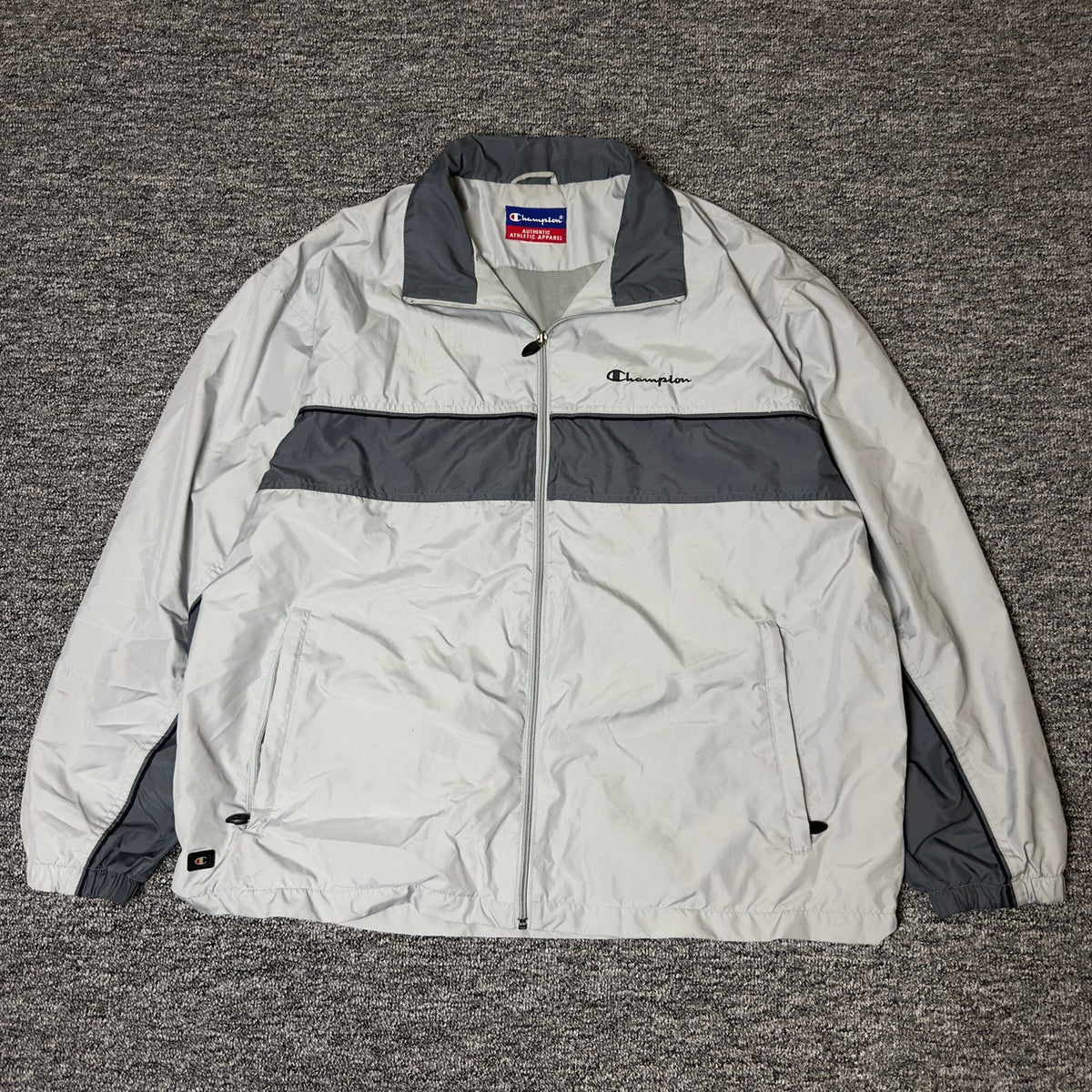 Champion Windbreaker Jacket Mens Gray Colorblock Athletic