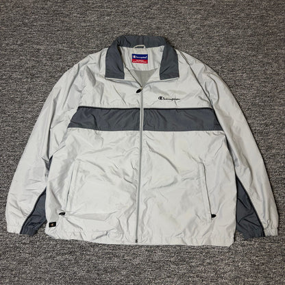 Champion Windbreaker Jacket Mens Gray Colorblock Athletic