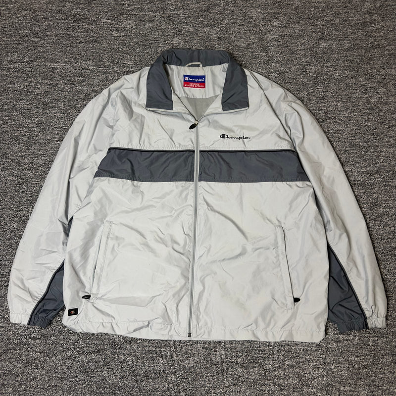 Champion Windbreaker Jacket Mens Gray Colorblock Athletic