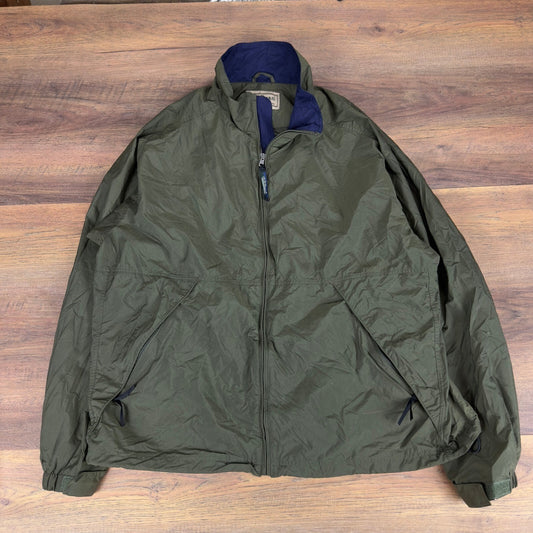 LL Bean Vintage Y2K Gorpcore Windbreaker Jacket Mens XL Olive Green Full Zip