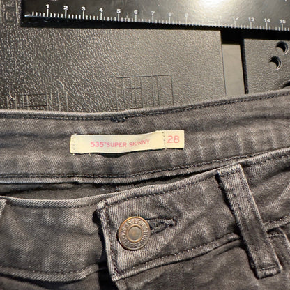 Levi's 535 Super Skinny Jeans Womens 28x30 Washed Black Goth