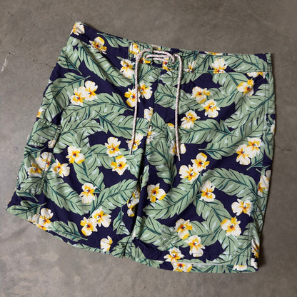 Vintage J.Crew Board Shorts Mens 33 Navy Tropical 90s