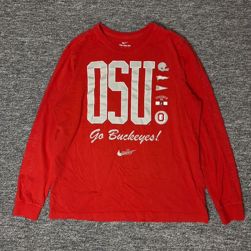 Nike Ohio State Buckeyes Long Sleeve Tee Mens XL Red