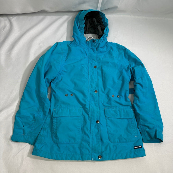 Lands' End Hooded Winter Jacket Kids Size 14 Teal Blue