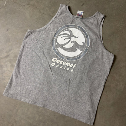 Vintage Le Best Cozumel Mexico Tank Top Men XXL Gray Graphic