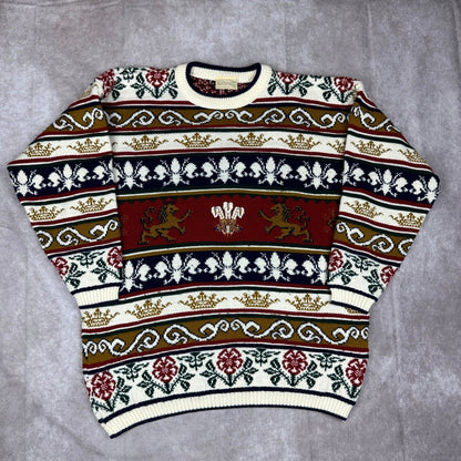 Vintage Prince of Wales Crest Lion Sweater Made in England