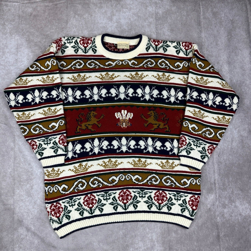 Vintage Prince of Wales Crest Lion Sweater Made in England