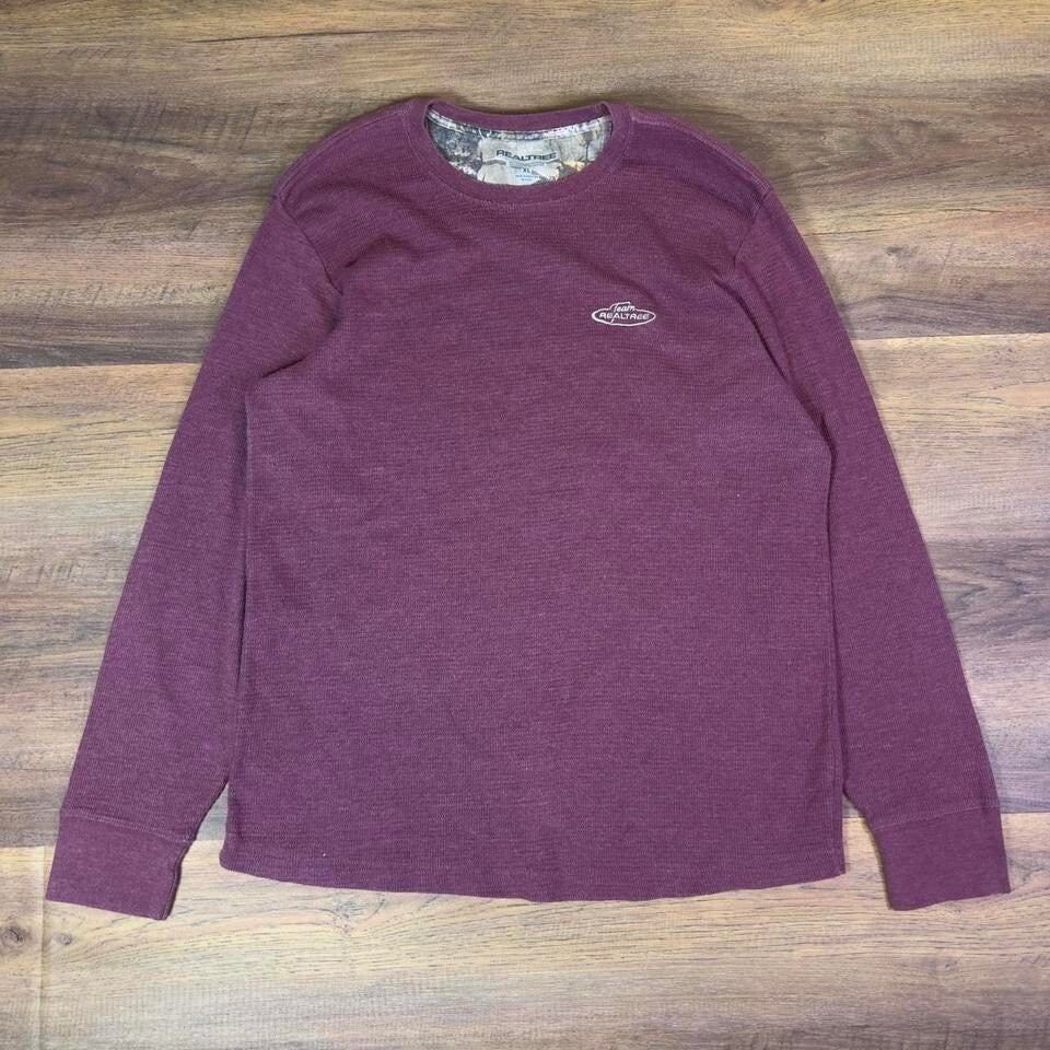 Realtree Waffle Knit Long Sleeve Shirt – Men's XL – Burgundy