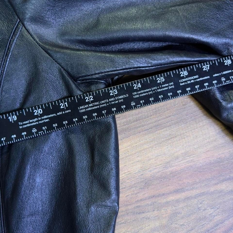 Worthington Genuine Leather Coat Women's XL Black Button Front