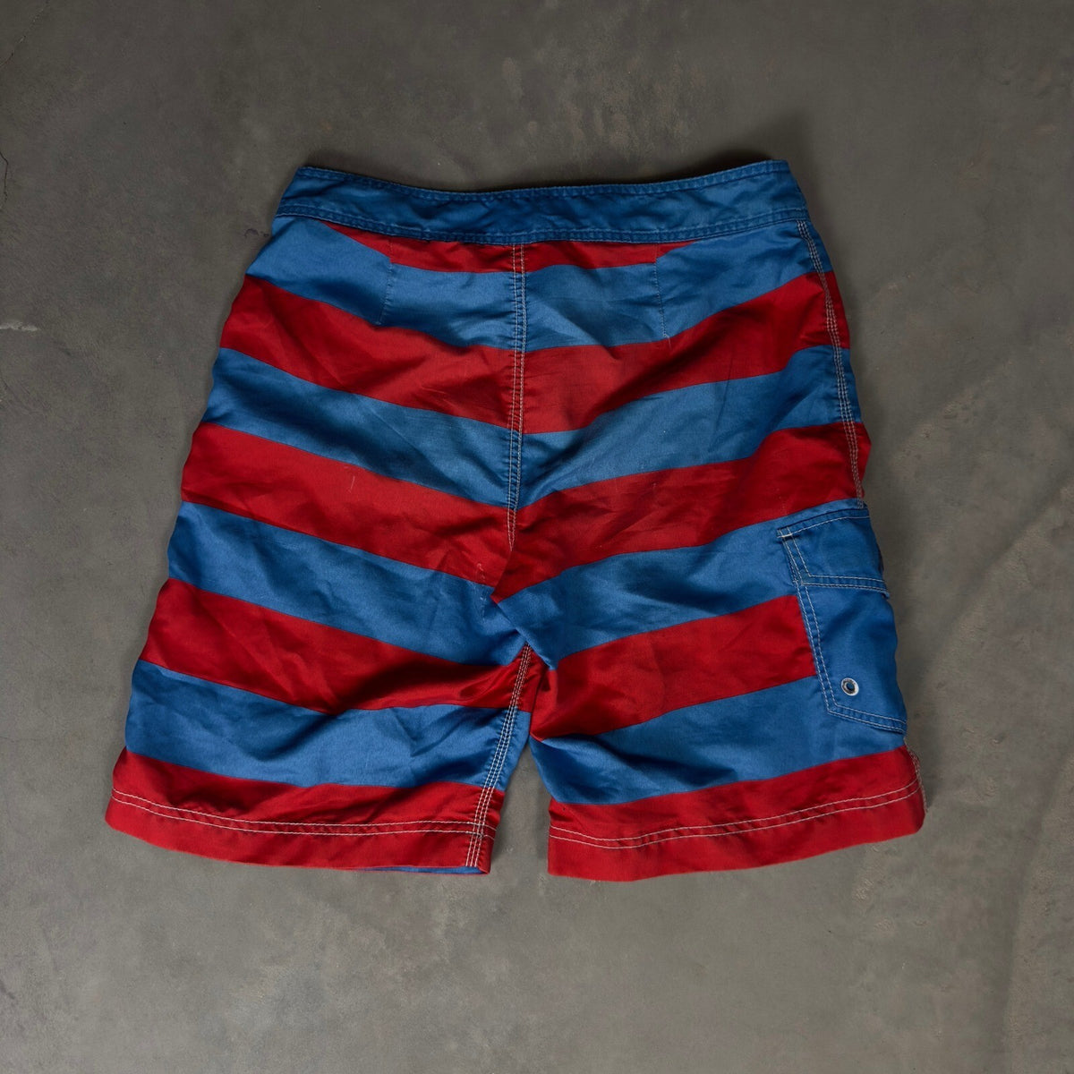 American Eagle Board Shorts Mens M Red Blue Striped Surf