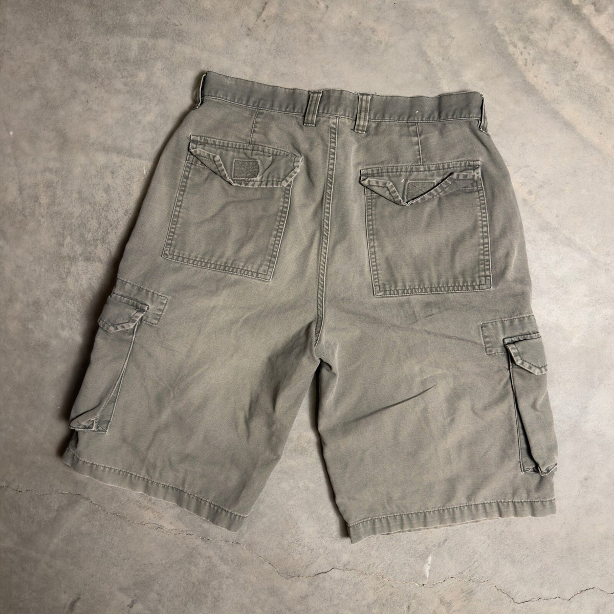 Utility Cargo Shorts Mens 34 Gray Green Baggy