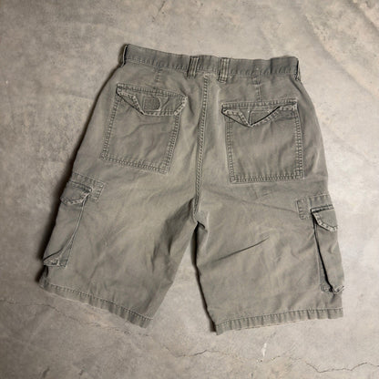 Utility Cargo Shorts Mens 34 Gray Green Baggy