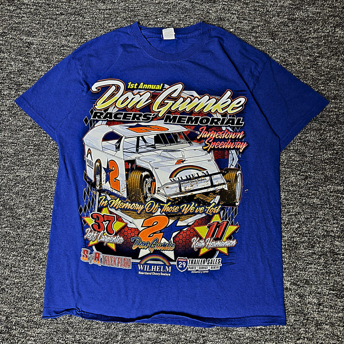 Gildan Don Gumke Racers Memorial Dirt Track Tee Mens L Blue