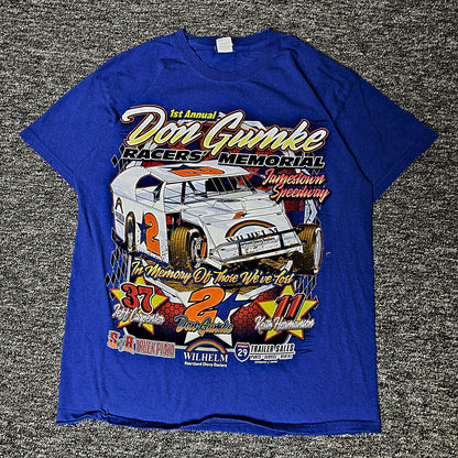 Gildan Don Gumke Racers Memorial Dirt Track Tee Mens L Blue