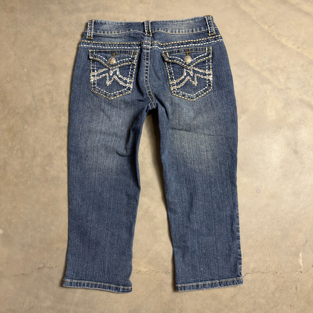 Y2K V.S.H. Jeans Capri Pants Womens 4 Blue Contrast Stitch
