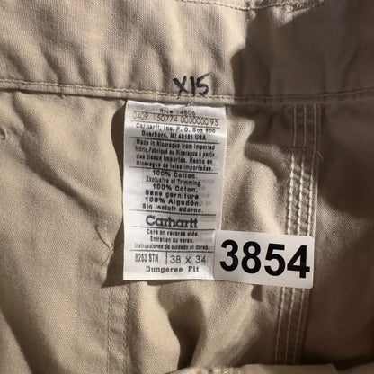Carhartt Dungaree Fit Pants Mens 38x34 Stone Khaki Workwear