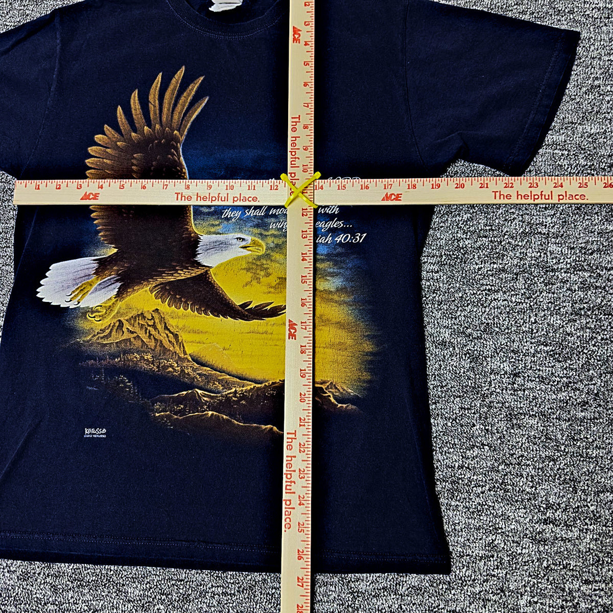 Fruit of the Loom Eagle Isaiah 40:31 Tee Mens M Navy