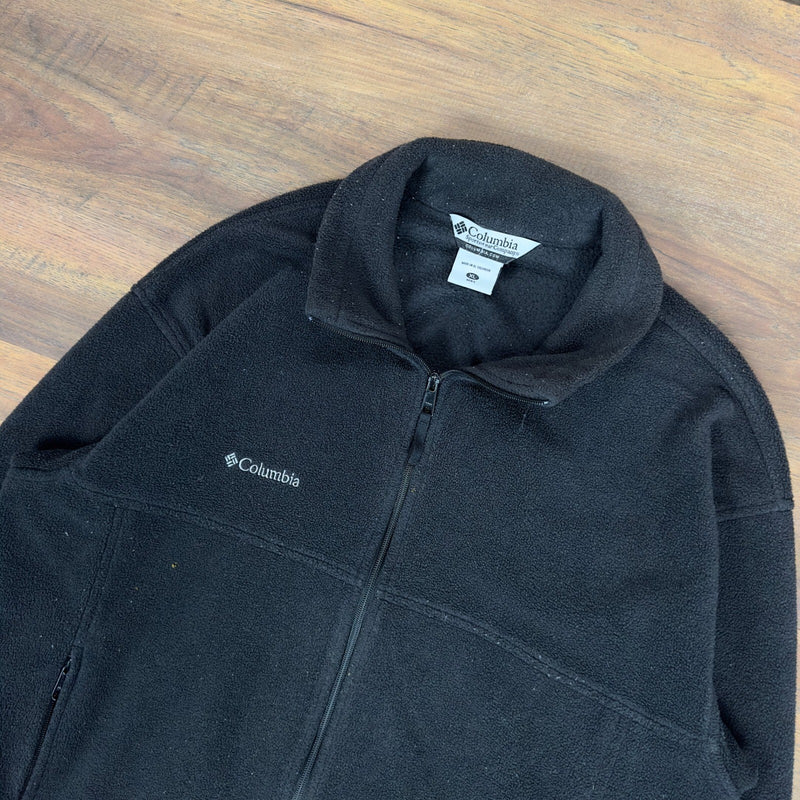 Columbia Mens XL Full Zip Fleece Jacket Black Relaxed Fit