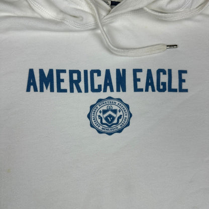 American Eagle Super Soft Hoodie M White Blue Crest Logo