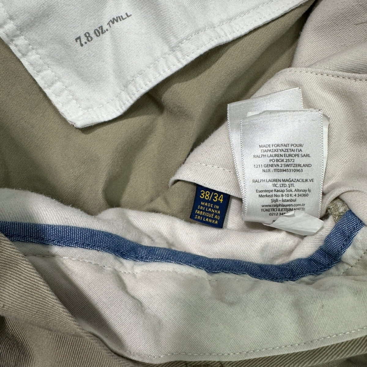Polo Ralph Lauren Mens 38x34 Classic Fit Khaki Chino Pants