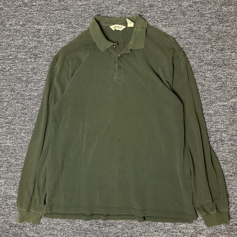 Eddie Bauer Long Sleeve Polo Mens XL Tall Olive Green