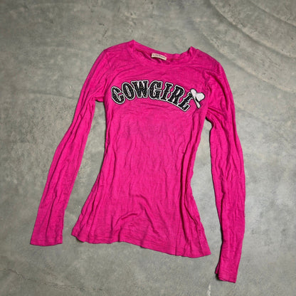 Y2K From Los Angeles Cowgirl Graphic Top Womens Small Pink