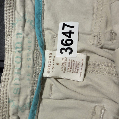 Sonoma Cargo Bermuda Shorts Womens 8 Beige Cotton