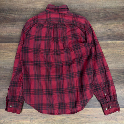 Eddie Bauer Plaid Button Up Shirt Mens M Red Black Workwear