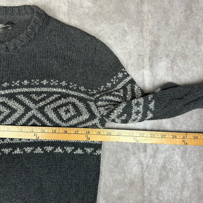 Eddie Bauer Fair Isle Sweater Mens M Gray Heritage Outdoor
