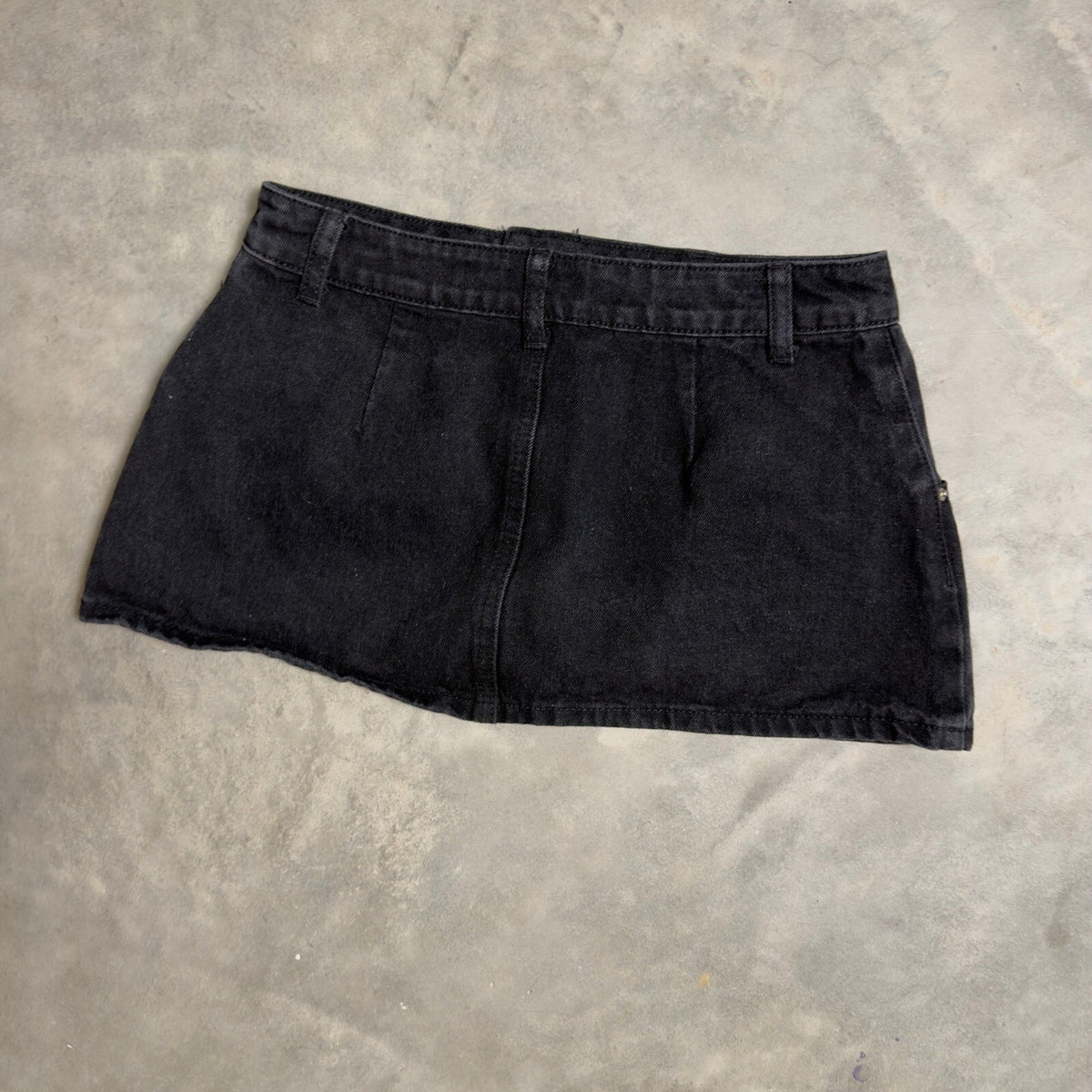Denim Mini Skirt Womens S Black Streetwear Grunge Y2K Edgy Alt Solid