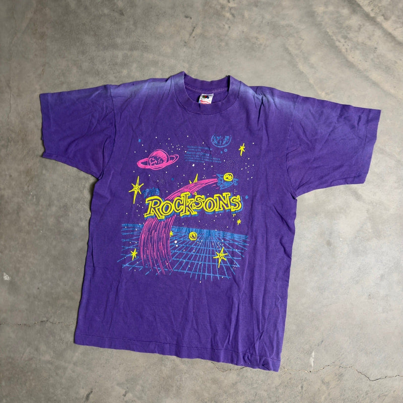 Vintage Fruit of the Loom Rocksons T-Shirt Mens L Purple 90s
