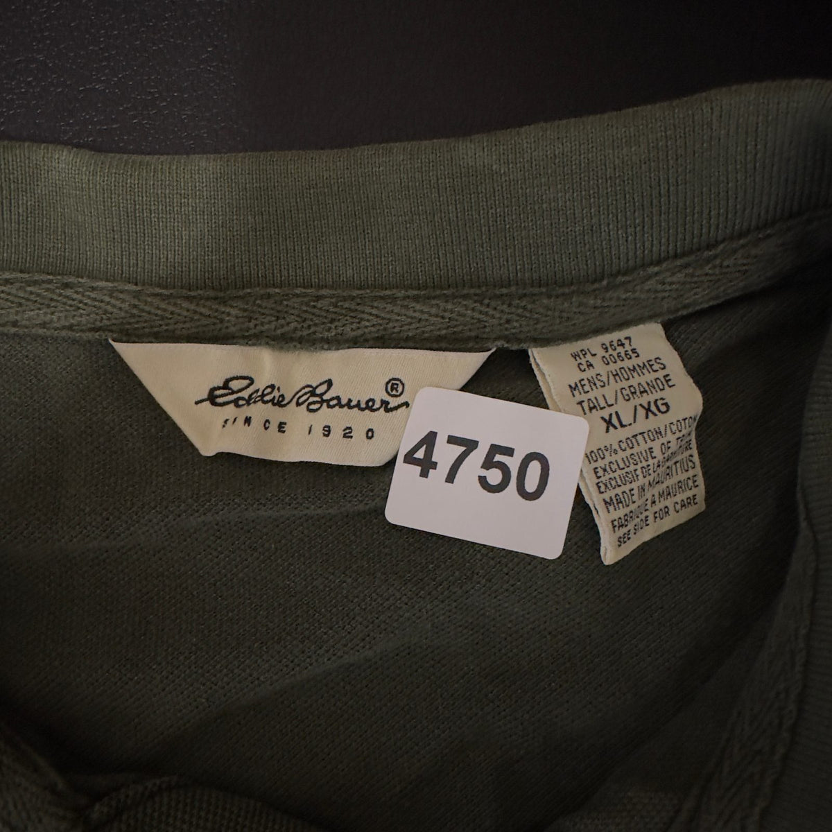 Eddie Bauer Long Sleeve Polo Mens XL Tall Olive Green