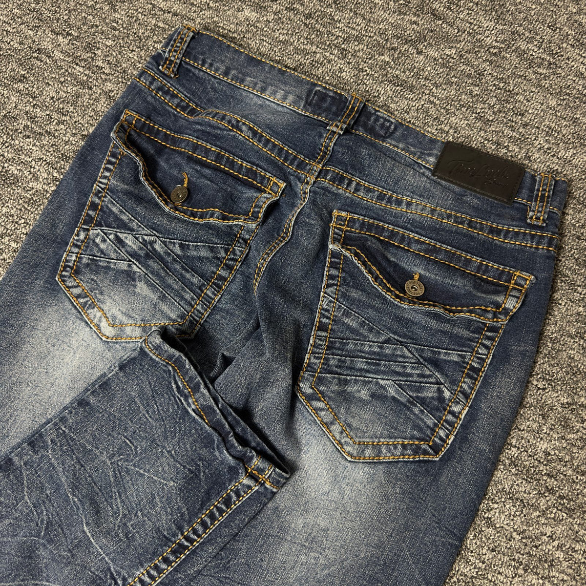 True Luck Mens Jeans 32x32 Dark Wash Western Straight Y2K