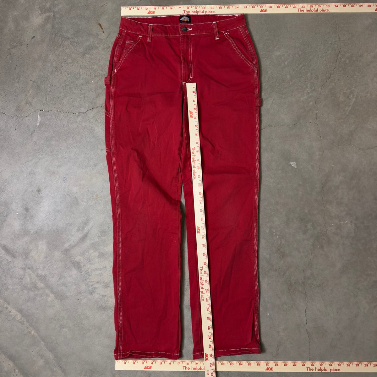 Dickies Carpenter Pants Size 28 Red Contrast Stitch