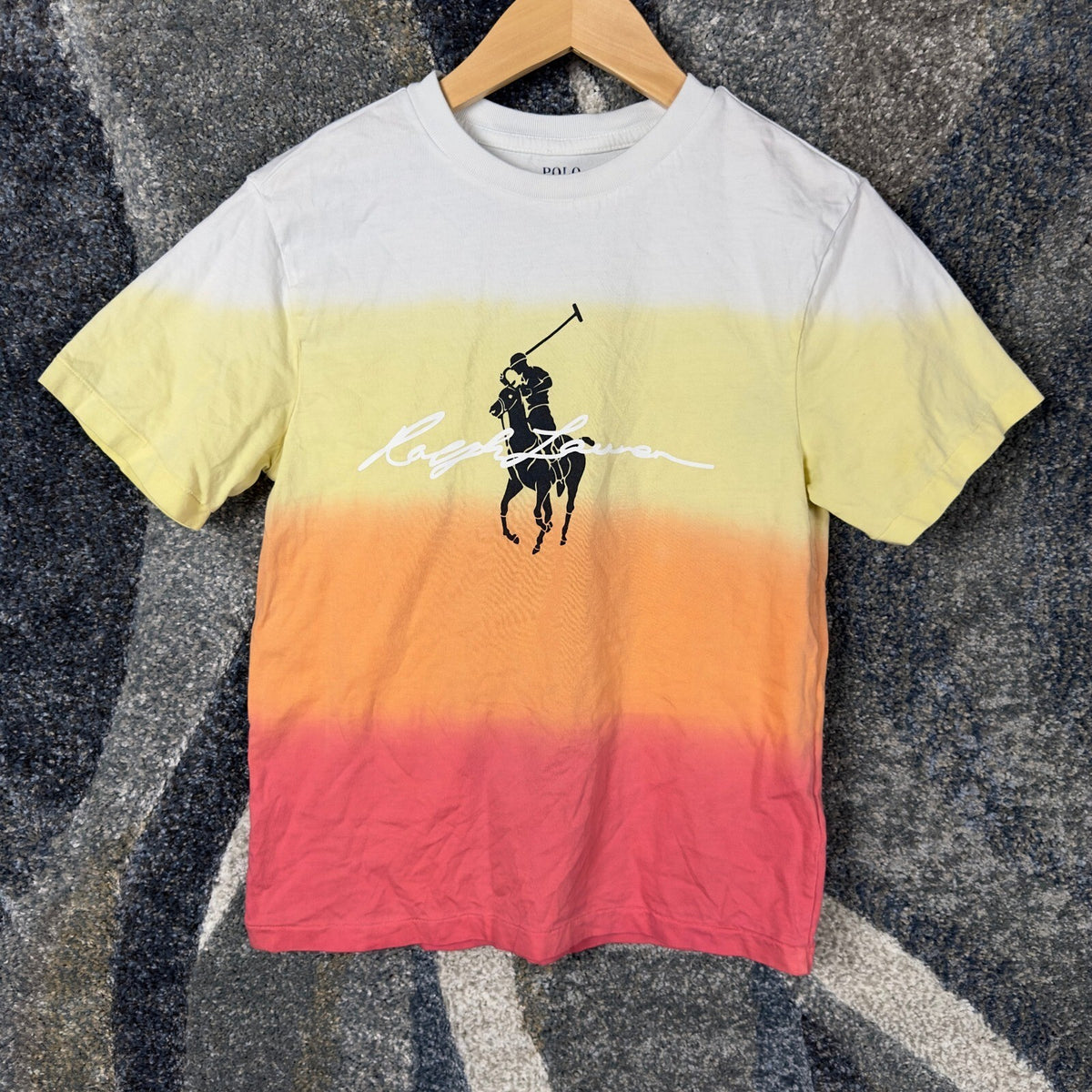 Polo Ralph Lauren Big Pony Tee Boys M 10-12 Ombre Dip Dye