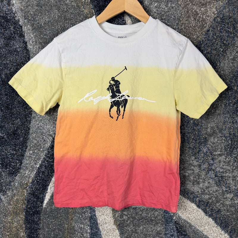 Polo Ralph Lauren Big Pony Tee Boys M 10-12 Ombre Dip Dye