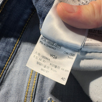 Levi's 711 Skinny Ankle Jeans Womens 26 Blue Raw Hem Ripped