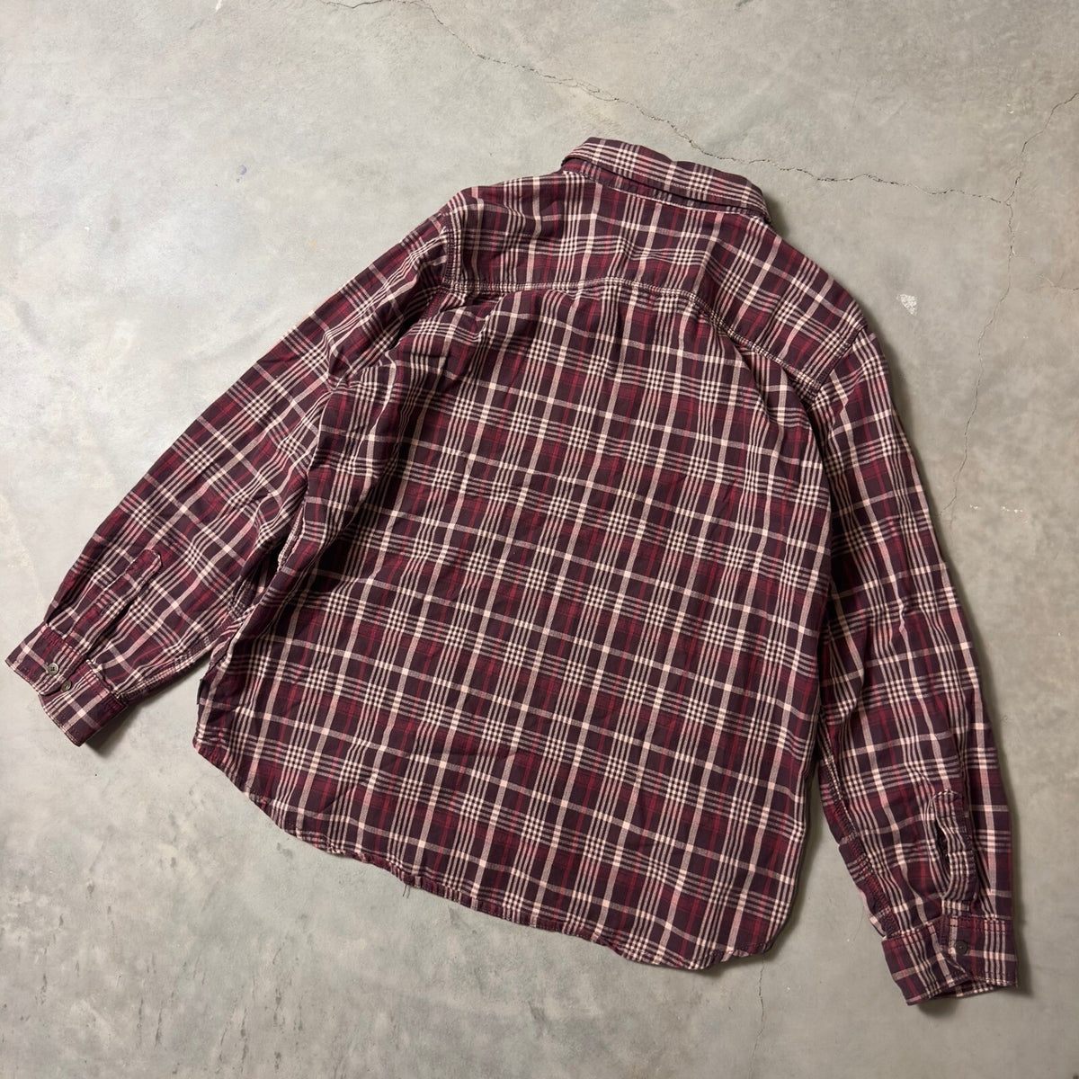 Carhartt Plaid Button Down Shirt Womens XL Burgundy