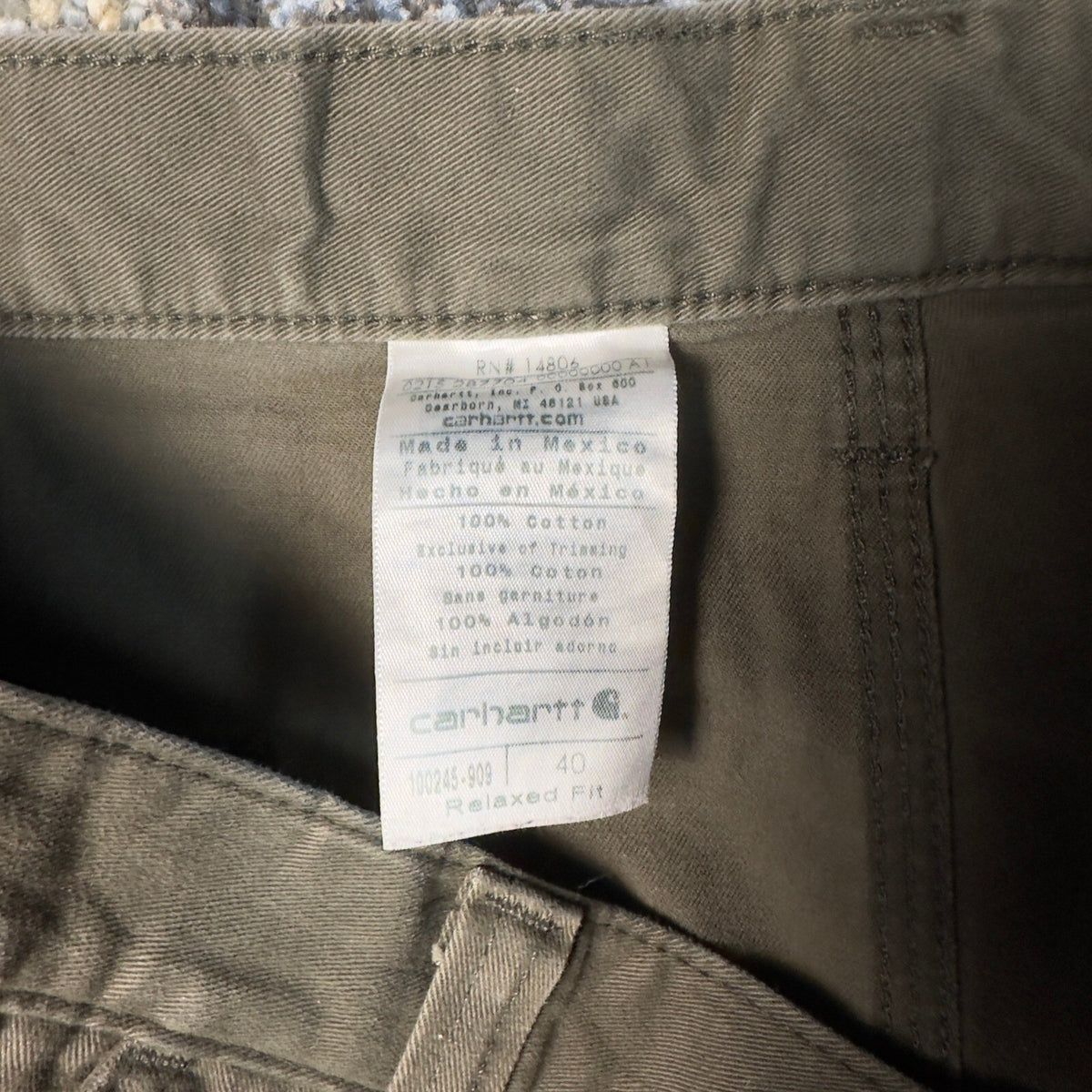 Carhartt B147 Canvas Work Shorts Mens 40 Olive Green Baggy