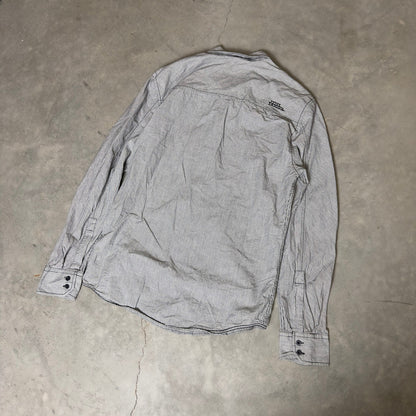 No Fear Button Down Shirt Mens Small Grey Stripe Long Sleeve
