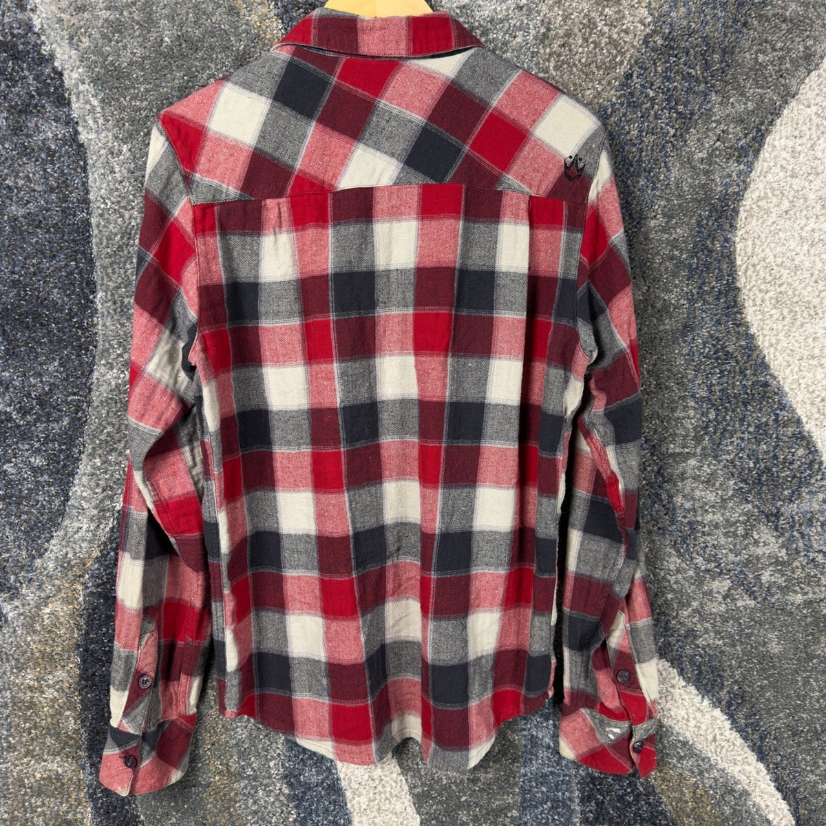 Y2K Rusty Plaid Flannel Shirt Mens S Red Black Surf Skater