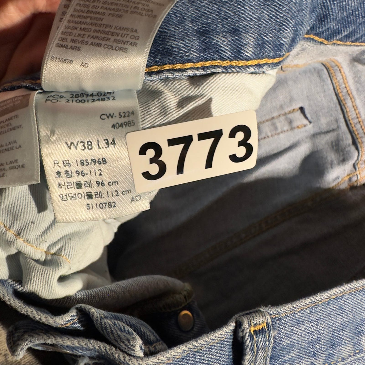 Levi's Premium 501 ST Straight Taper Jeans Mens 38x34 Wash