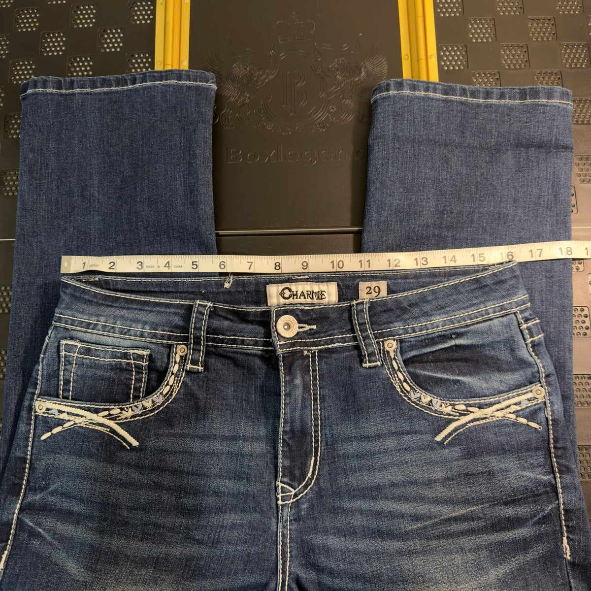 Charme Straight Leg Jean Women 29 Blue Western Embroidered