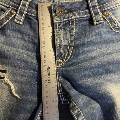 Silver Jeans Pioneer Bootcut Womens 30 Distressed Dark Wash