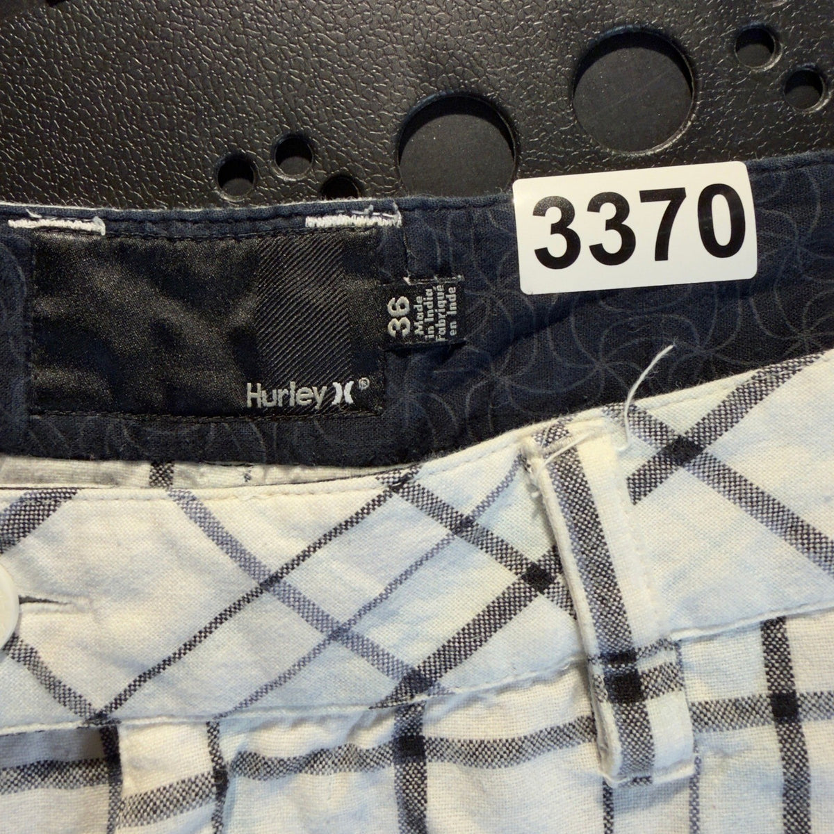 Hurley Plaid Walk Shorts Mens 36 White Black