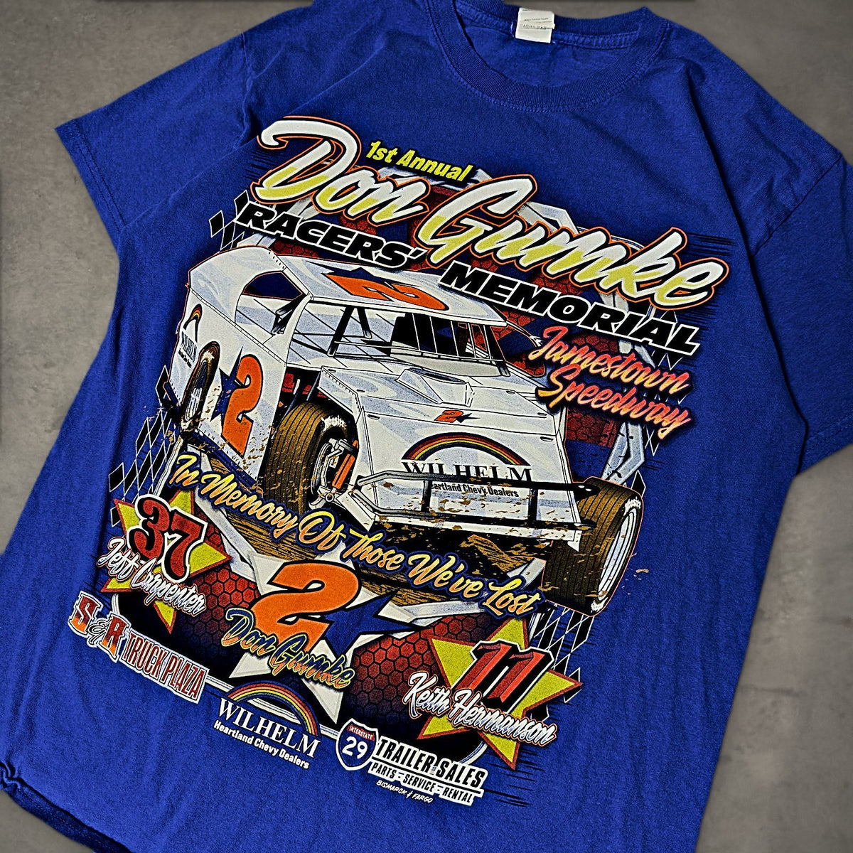 Gildan Don Gumke Racers Memorial Dirt Track Tee Mens L Blue